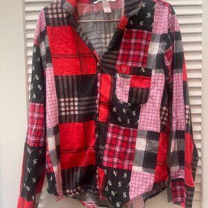 Victoria’s Secret Patchwork Plaid Button Up Shirt
